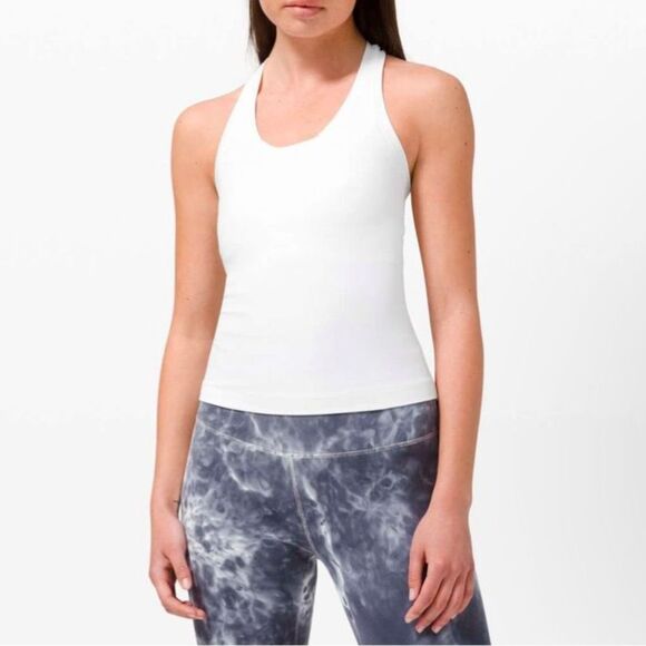 lululemon athletica Tops - Lululemon Cool Racerback Shorter Length *Nulu White Racerback Tank Top Size 10